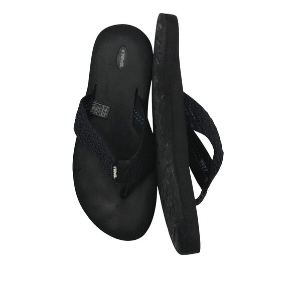 Teva Womens Black Comfortable Casual Woven Strap Flip Flop Sandals Size 11 - Picture 3 of 7